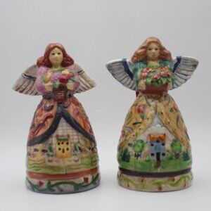 Jim Shore Salt and Pepper Shakers Angels Four Seasons Hand Painted Ceramic